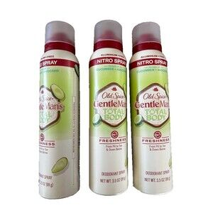 New 3 Pack Old Spice GentleMan's Blend Cucumber + Avocado Spray, 3.5 oz